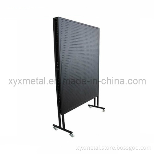Rolling Double Sides Exhibition Metal Pegboard Display Stand Rack